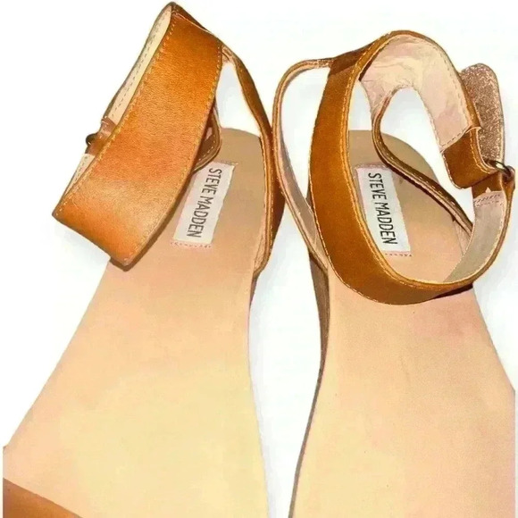 Steve Madden Women's Gaiya Cognac boho chic leather Platform Sandals size 8.5M - Picture 3 of 9